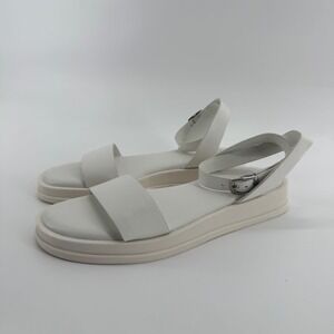 Gianni Bini Day-Light White Leather Ankle Strap Flatform Sandals Womens 8 Brazil